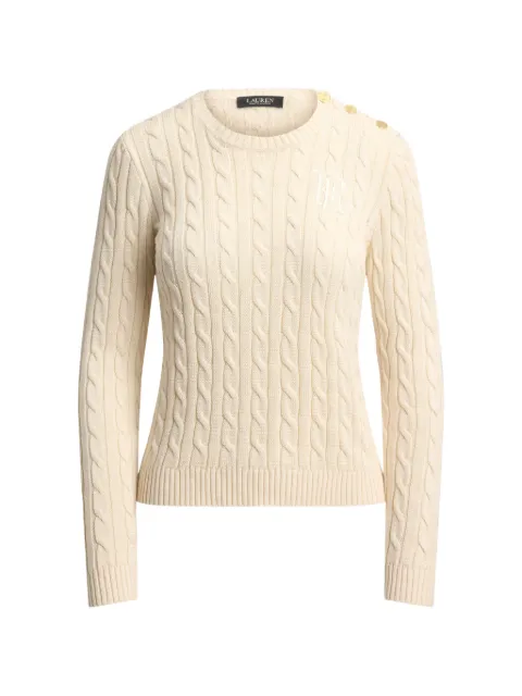 Lauren Ralph Lauren button-trim cable-knit sweater Neutrals 200P14039