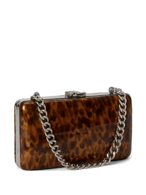 Lauren Ralph Lauren Franki tortoiseshell-print leather clutch bag Brown 431P11784