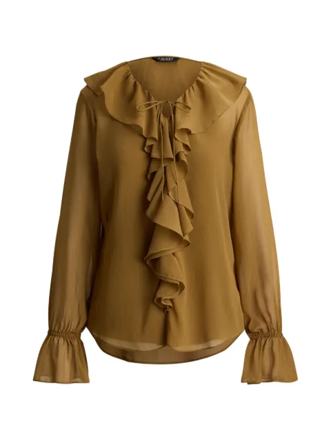Lauren Ralph Lauren ruffle-trim crinkle blouse Brown 200P14017