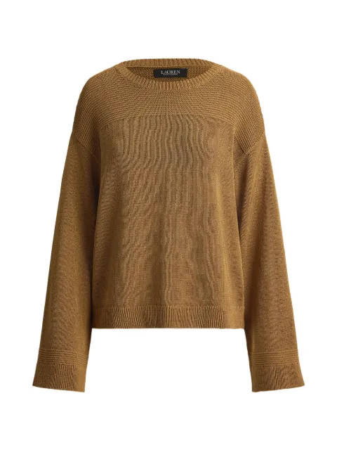 Lauren Ralph Lauren textured-stitch crew-neck jumper Brown 200B20915