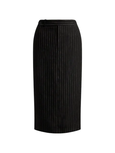 Lauren Ralph Lauren chalk-stripe linen midi skirt Black 200P13971