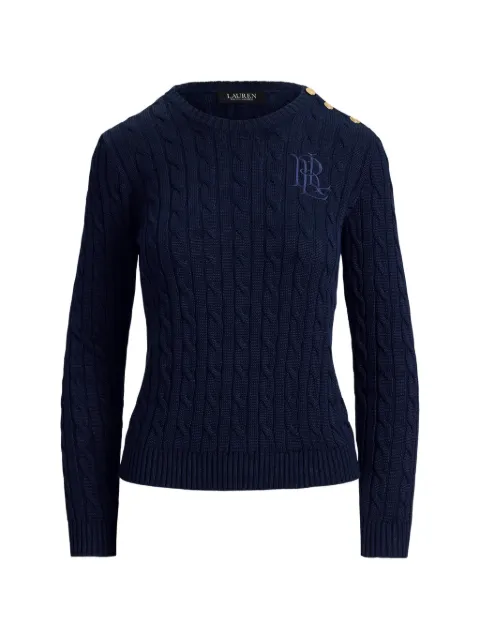 Lauren Ralph Lauren button-trim cable-knit sweater Blue 200P14039