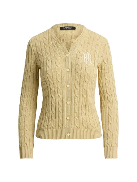 Lauren Ralph Lauren cable-knit logo-embroidered cardigan Yellow 200P14040