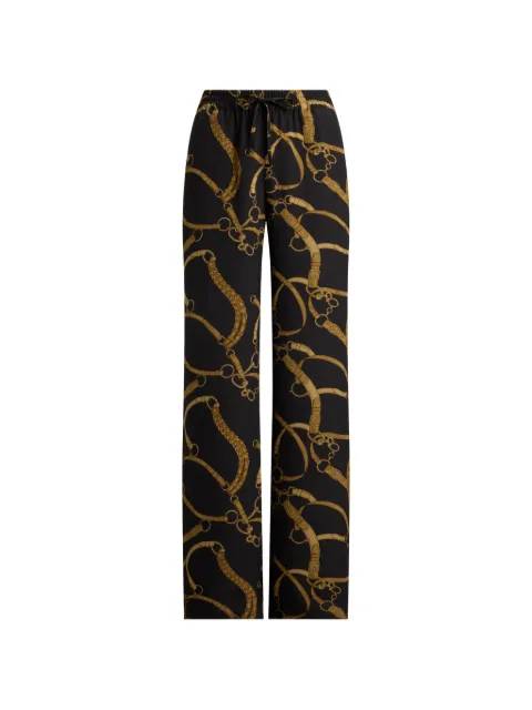 Lauren Ralph Lauren belting-print wide-leg trousers Black 200P14014