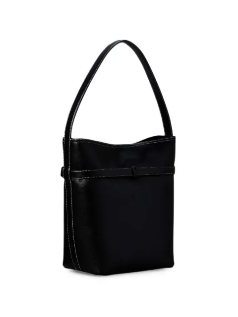 Calvin Klein contrast-stitch buckle-detail bucket bag Black LV04F3551GUB1