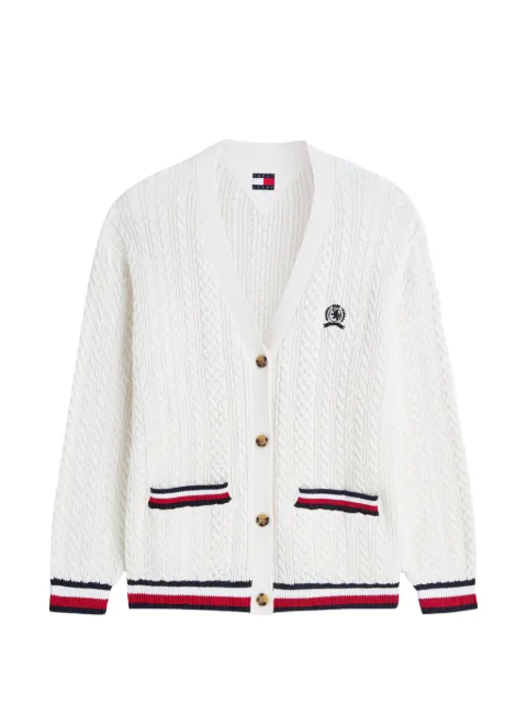 Tommy Hilfiger cable-knit embroidered cardigan White DW0DW22934