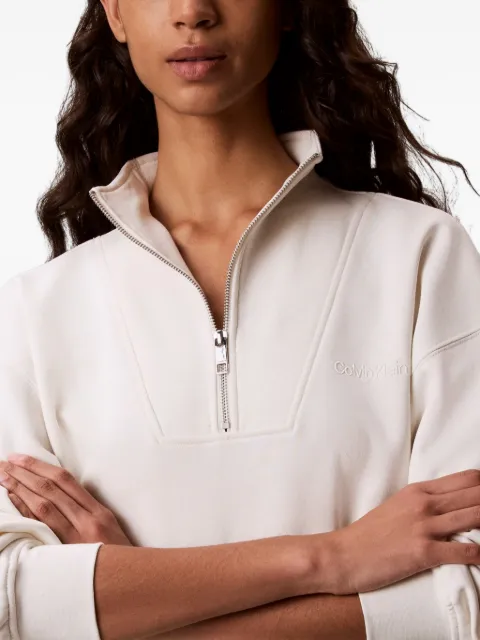 Calvin Klein quarter-zip logo-embroidered sweatshirt White LV044G247GYAS