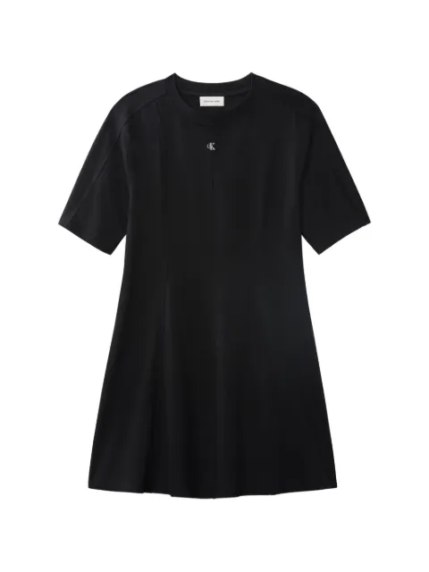 Calvin Klein logo-plaque panelled dress Black LV047F229GUB1