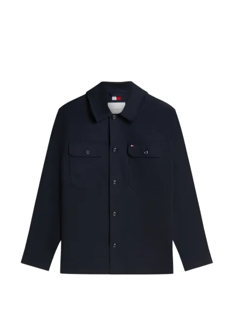 Tommy Hilfiger logo-patch button-up jacket Blue MW0MW43471
