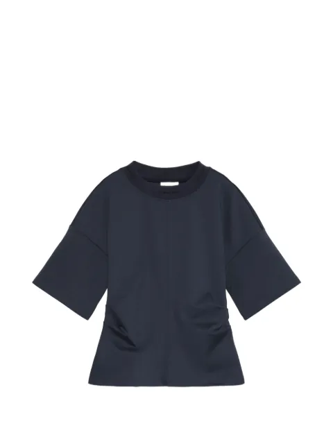 Calvin Klein logo-collar ruched-waist boxy T-shirt Blue LV047G235GCGE