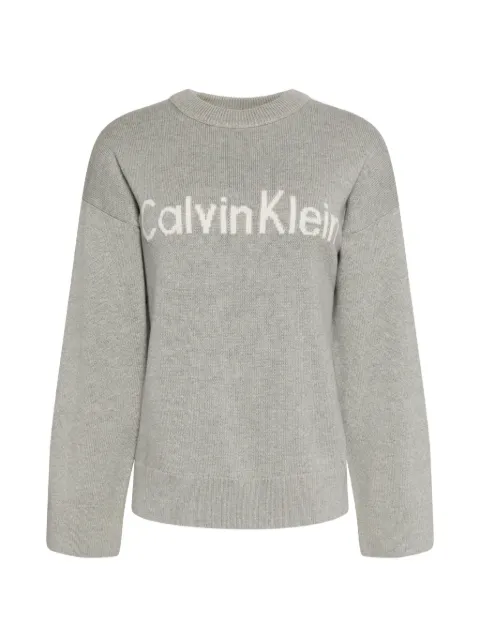 Calvin Klein logo-intarsia crew-neck sweater Grey LV044G313GP7A