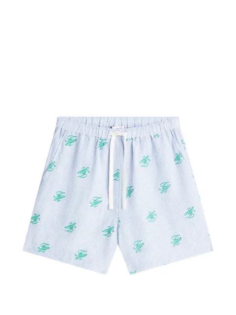 Tommy Hilfiger monogram-embroidered seersucker shorts Blue WW0WW495550X8