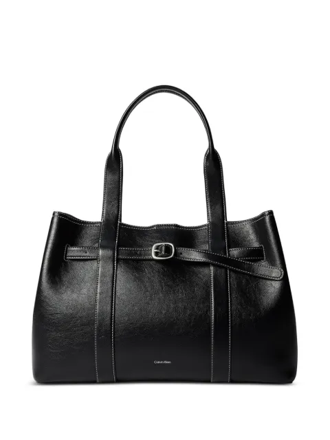 Calvin Klein contrast-stitch buckle-detail shoulder bag Black LV04F3549GUB1