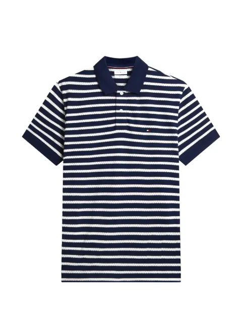 Tommy Hilfiger striped-print logo-embroidered polo shirt Blue MW0MW43419