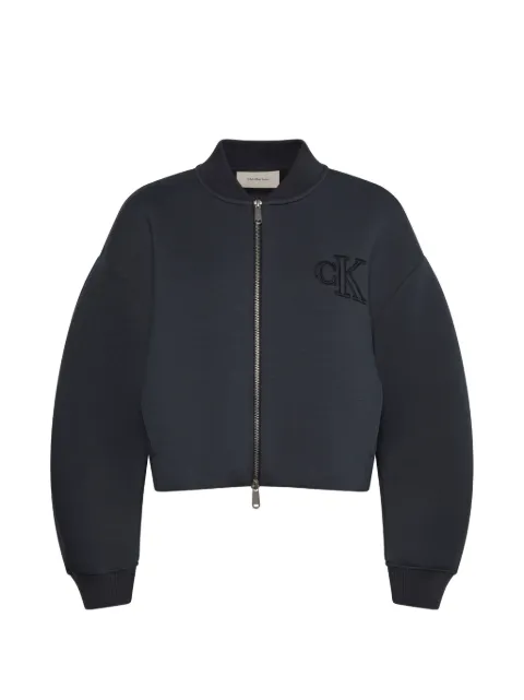 Calvin Klein logo-embroidered cropped bomber jacket Blue LV047AB508CGE