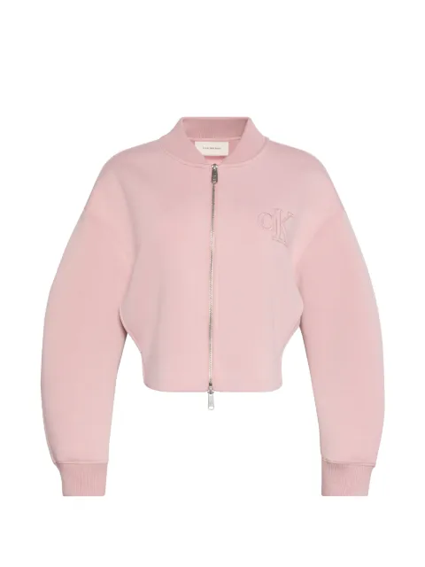 Calvin Klein logo-embroidered cropped bomber jacket Pink LV047AB5082P2