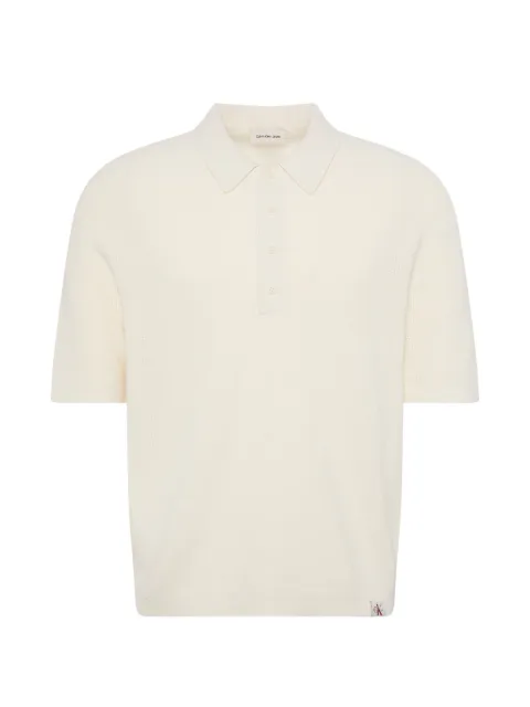 Calvin Klein waffle-knit polo shirt Neutrals LV04RF316GYAS