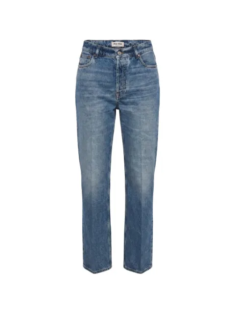 Miu Miu logo-patch straight-leg jeans Blue GWP612197USOOO