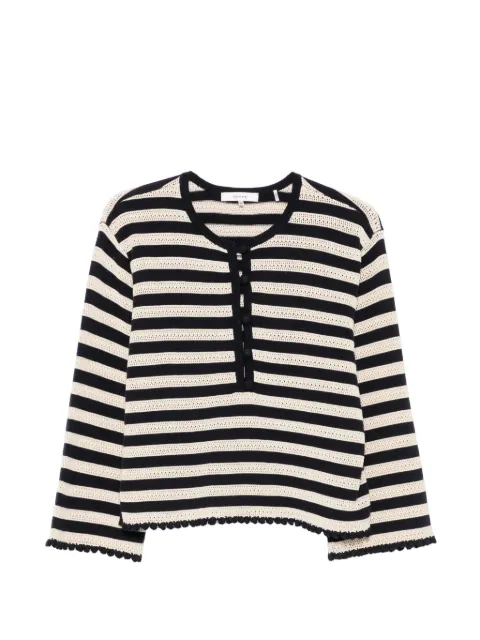 FRAME striped pointelle-knit sweater Blue WE26KSW043