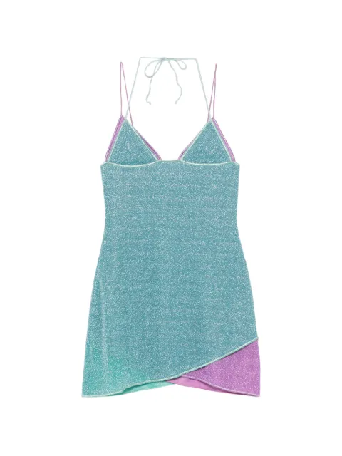 Oséree Lumiére glitter-effect layered mini dress Blue LDDF268LUREX