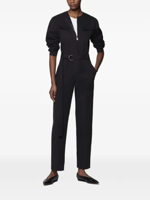 Another Tomorrow belted collarless jumpsuit Black A121JS001COBLK