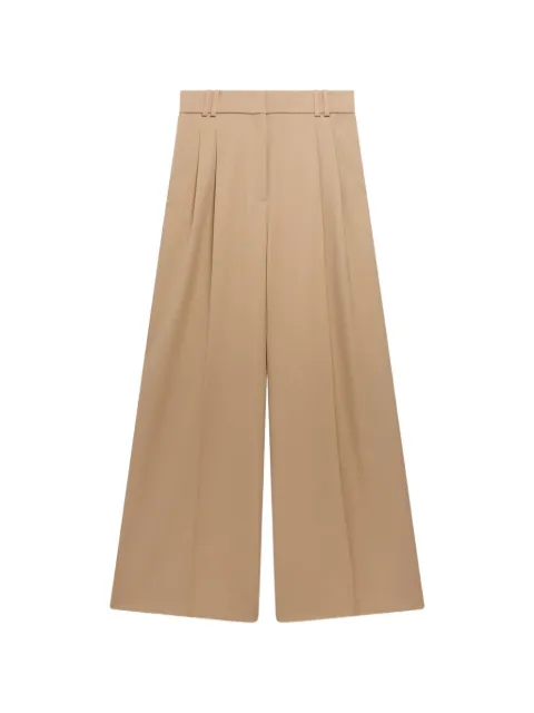Another Tomorrow twill pleated trousers Neutrals A324PT050WVCAM