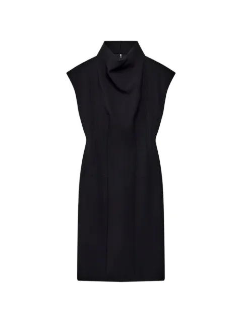 Another Tomorrow cowl-neck topstitched dress Black A425DR134WVBLK