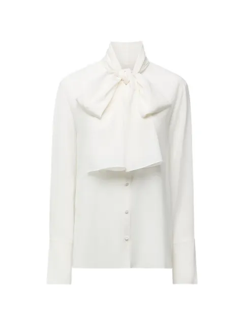 Another Tomorrow Signature bow-detail silk blouse White A225BL106SEOFW