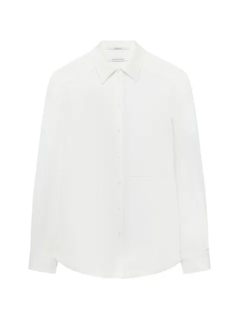 Another Tomorrow pleat-back hemp-blend shirt White A225BL101CAOFW