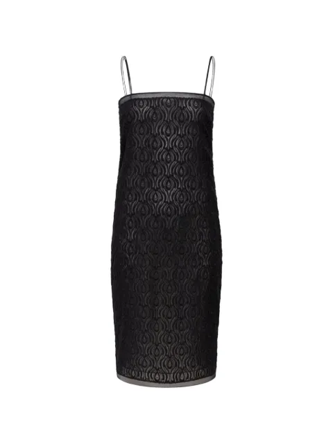 Another Tomorrow embroidered mini dress Black A225DR110SEBLK