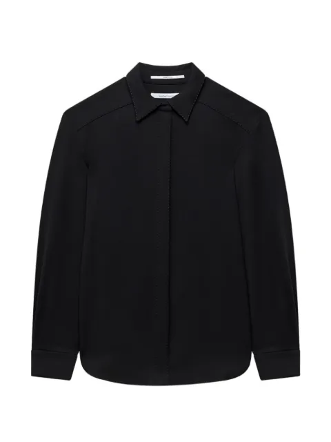 Another Tomorrow curved-hem shirt Black A425BL125VIBLK
