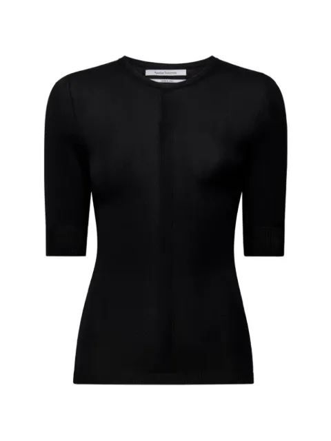 Another Tomorrow ribbed-knit T-shirt Black A225KT150VIBLK