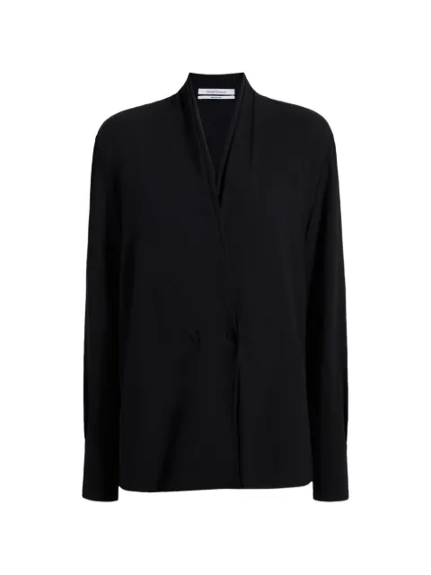 Another Tomorrow V-neck blouse Black A223BL040VIBLK