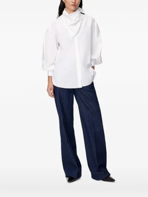 Another Tomorrow detachable bandana blouse White A422BL024COWHT