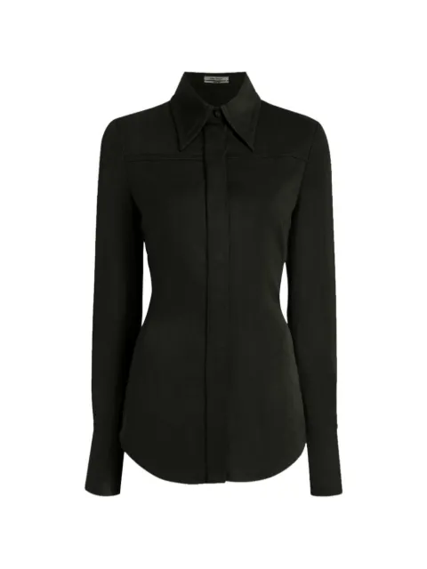 Another Tomorrow bias-seamed topstitching shirt Black A423BL054
