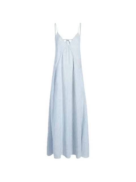 Another Tomorrow striped seamed slip dress Blue A222DR002