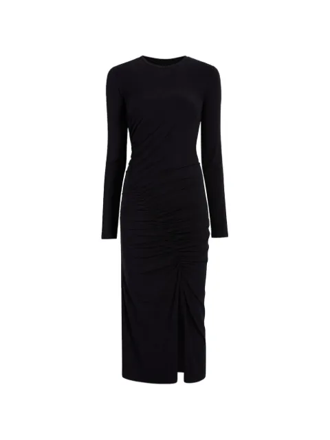 Another Tomorrow ruched long-sleeve dress Black A322CT025