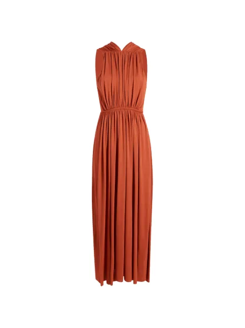 Another Tomorrow shirred cutout dress Orange A123DR039