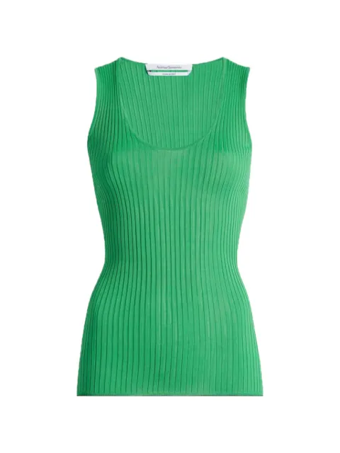 Another Tomorrow ribbed-knit tank top Green A223KT082