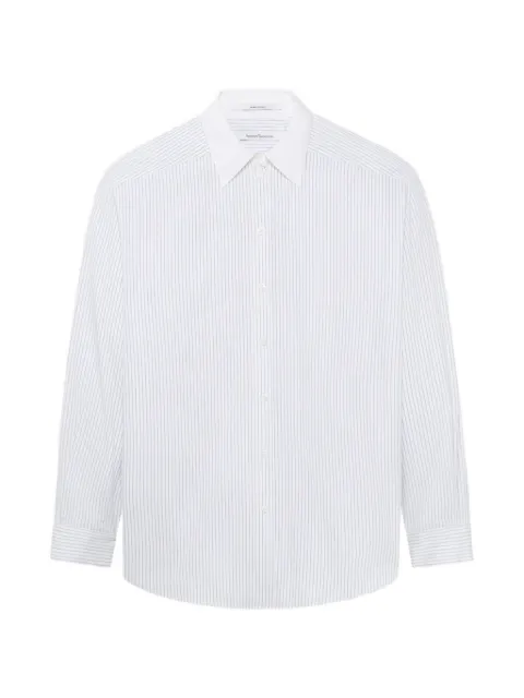 Another Tomorrow pleated-back striped shirt White A225BL108COBST