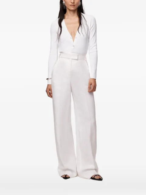 Another Tomorrow ribbed-knit V-neck cardigan White A222KT046VIWHT