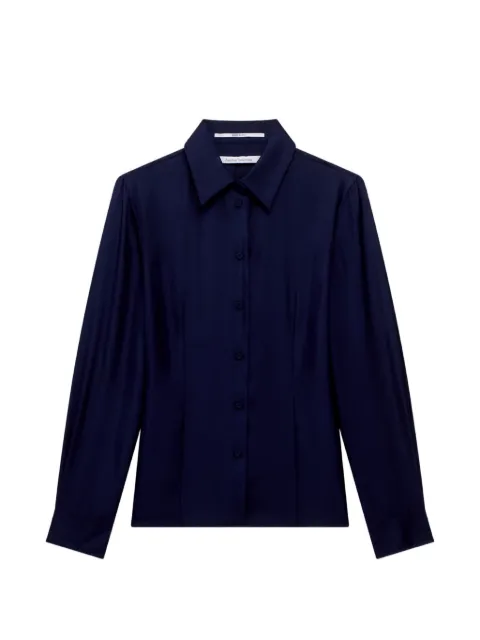 Another Tomorrow darted fitted shirt Blue A325BL114SEIDG