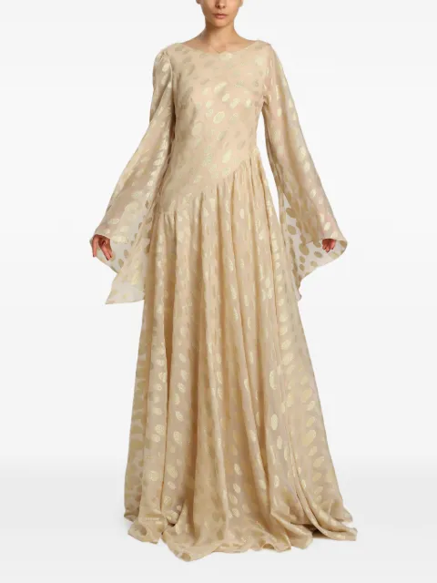 MIAU by Clara Rotescu Sumba polka-dot gown Gold SUMBA