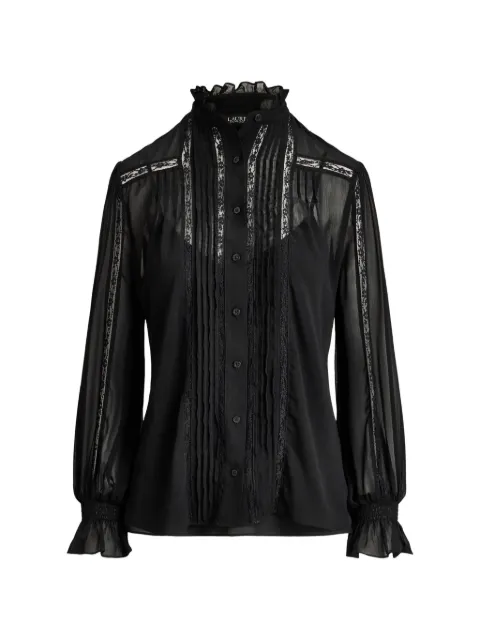 Lauren Ralph Lauren lace-trim pintucked blouse Black 200P13729