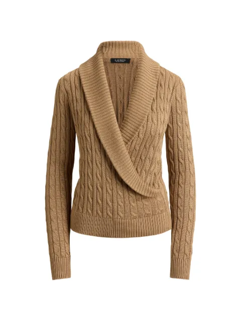 Lauren Ralph Lauren cable-knit shawl-collar sweater Brown 200P14042