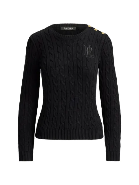 Lauren Ralph Lauren button-trim cable-knit sweater Black 200P14039