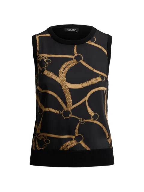 Lauren Ralph Lauren belting-print sleeveless top Black 200P13976