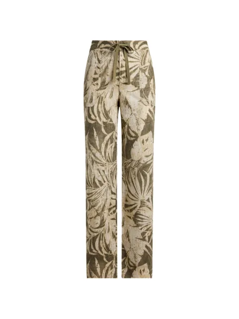 Lauren Ralph Lauren palm-frond-print linen trousers Neutrals 200B24678