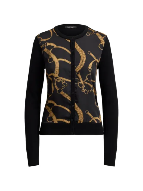 Lauren Ralph Lauren belting-print cotton-blend cardigan Black 200P13977