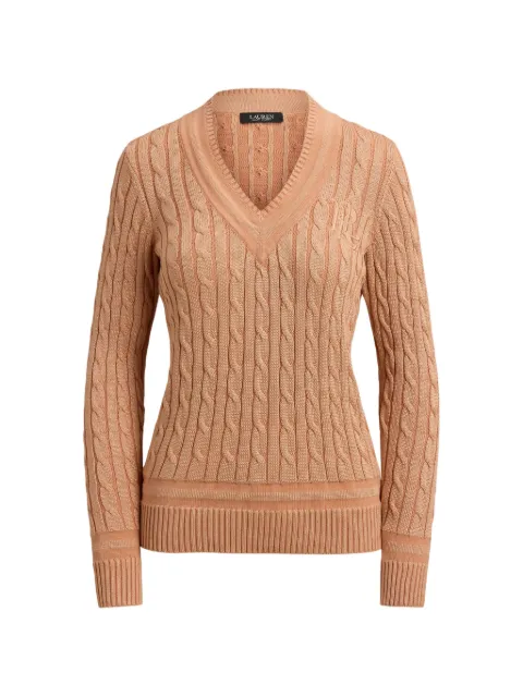 Lauren Ralph Lauren cable-knit monogram-embroidered jumper Pink 200888795